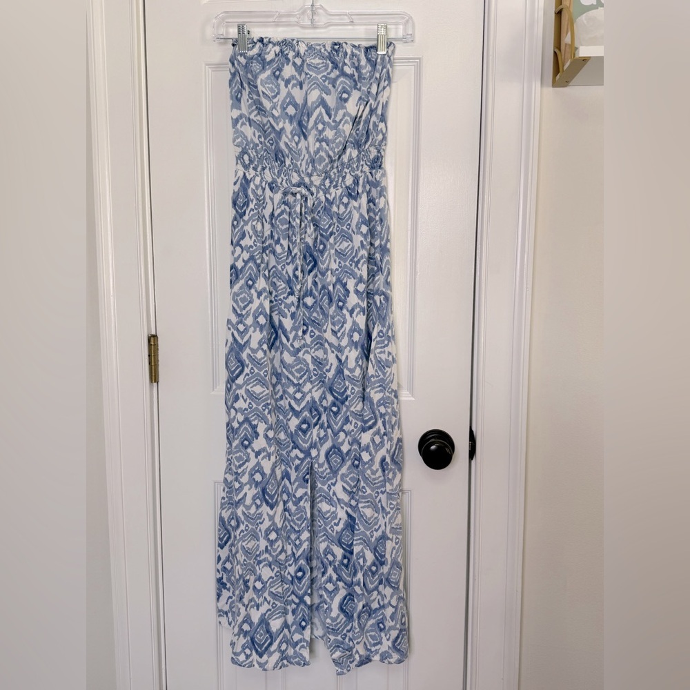 Japna Blue and White Patterned Jumpsuit